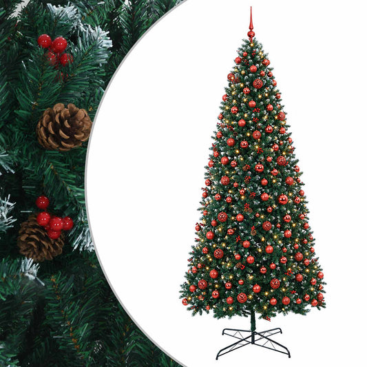 vidaXL Artificial Hinged Christmas Tree with Bauble 400 cm 600 LEDs 2