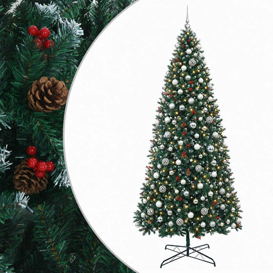 vidaXL Artificial Hinged Christmas Tree with Bauble 500 cm 900 LEDs 2
