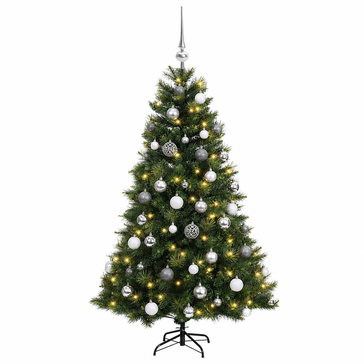 vidaXL Artificial Christmas Tree with Bauble 150 cm 150 LEDs 4