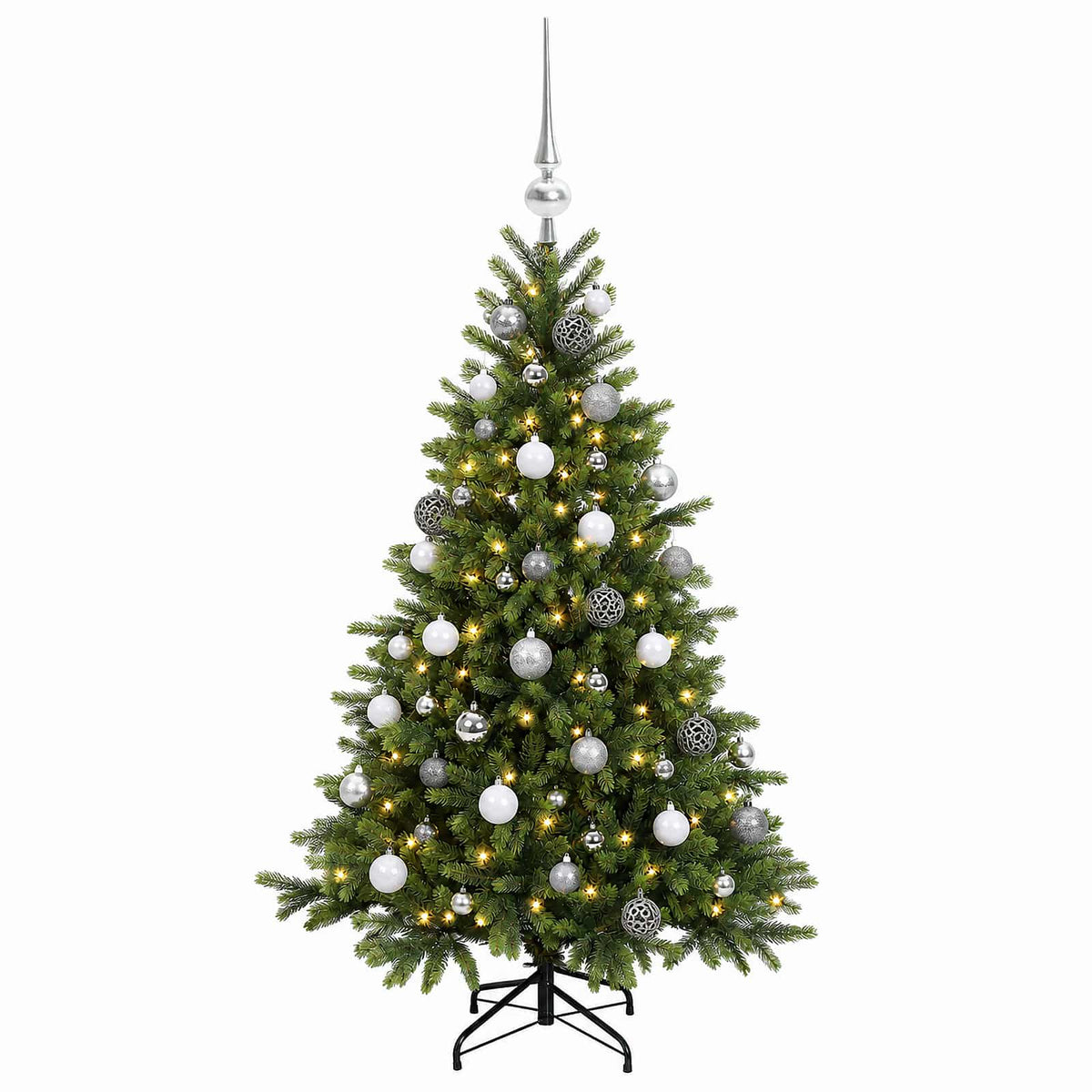 vidaXL Artificial Christmas Tree with Bauble 120 cm 150 LEDs 4