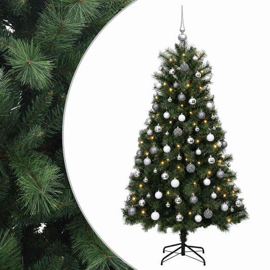 vidaXL Artificial Hinged Christmas Tree with Baubles 120 cm 150 LEDs 2