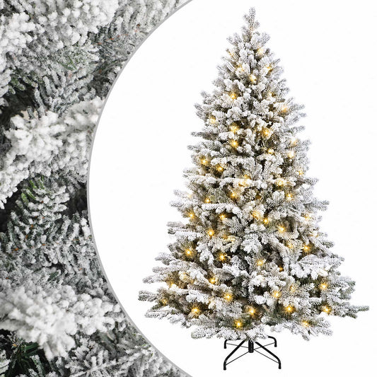 Artificial Christmas Tree with Bauble 300 LEDs Green and white 210 cm with LEDs