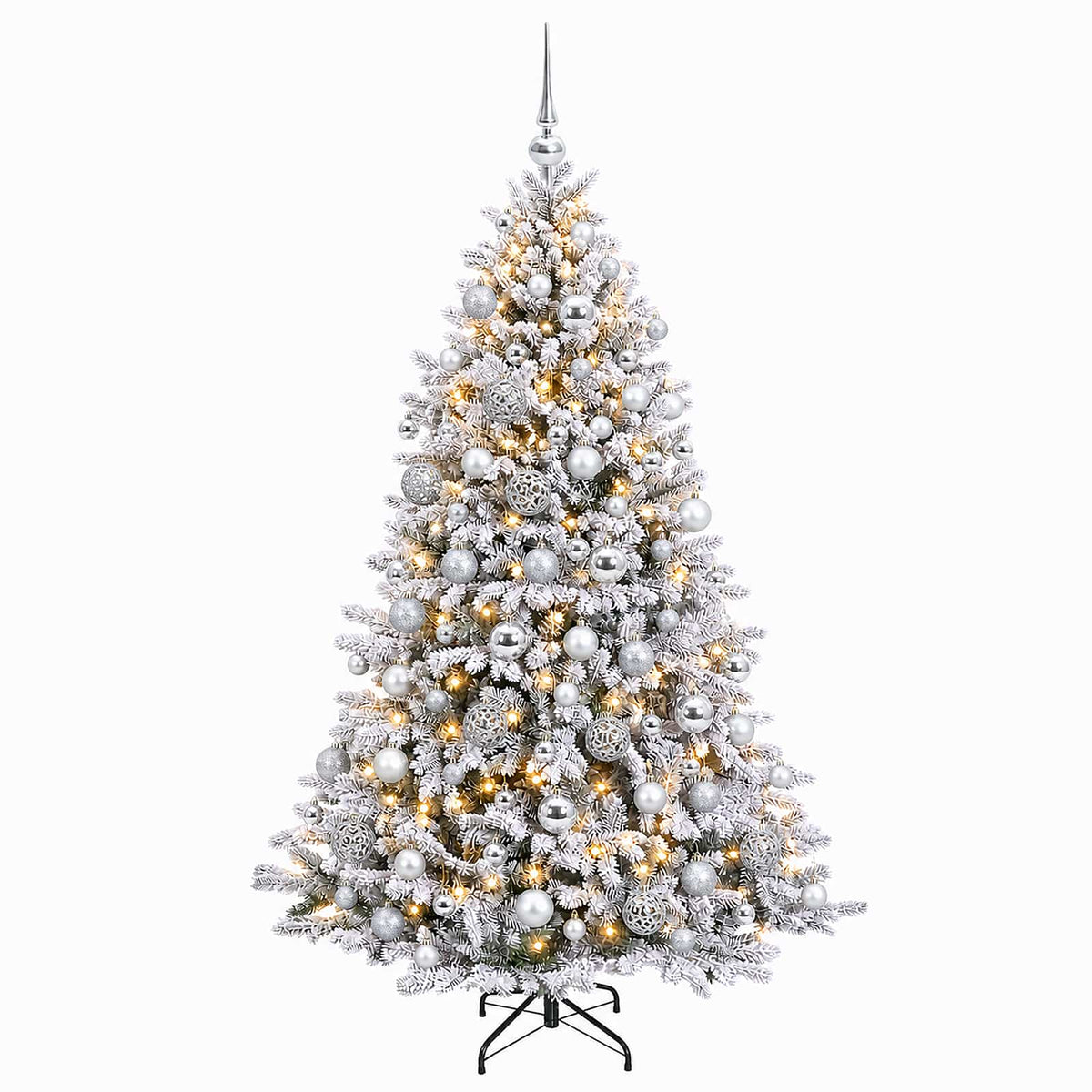 vidaXL Artificial Christmas Tree with Bauble 210 cm 300 LEDs 4