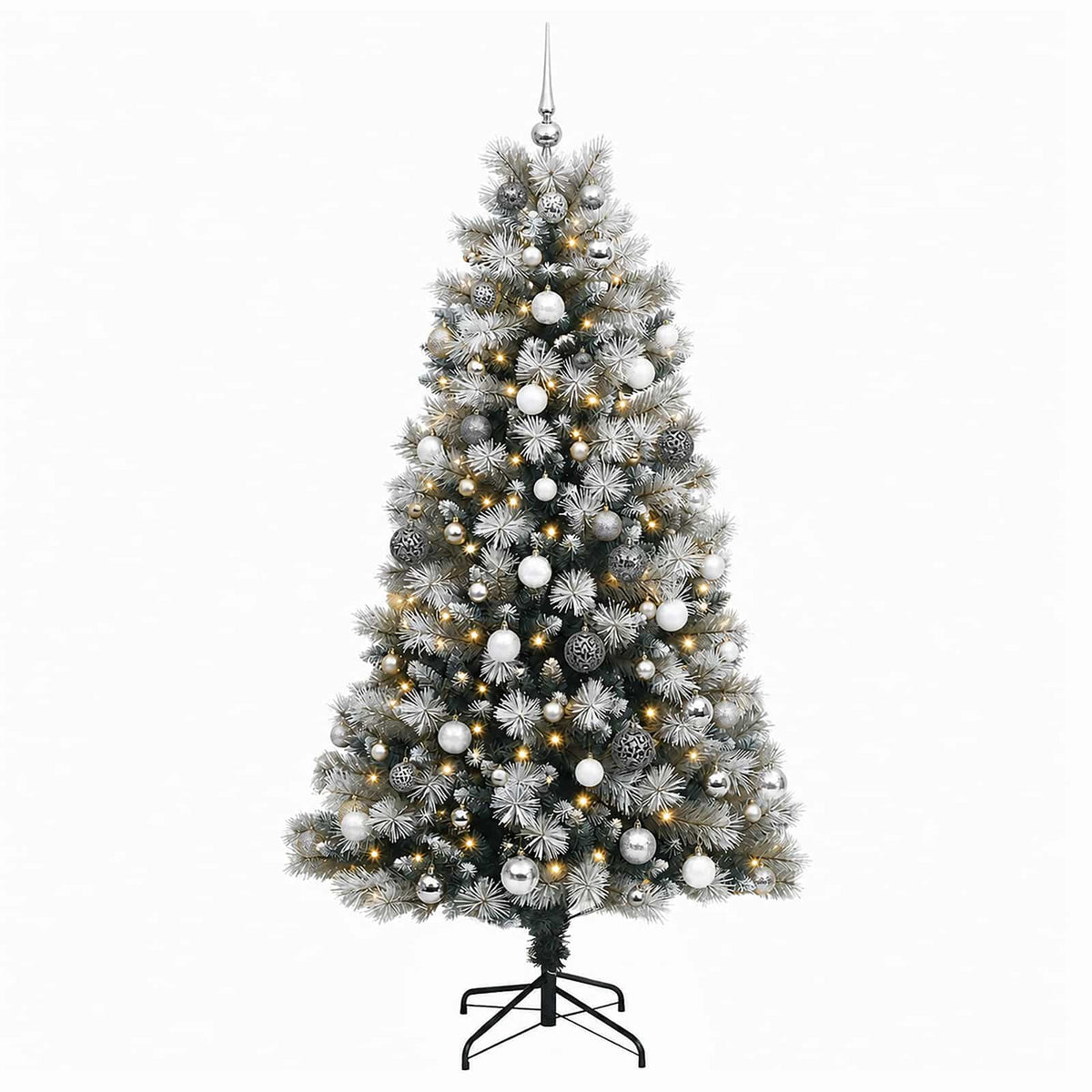 vidaXL Artificial Hinged Christmas Tree with Baubles 180 cm 300 LEDs 4