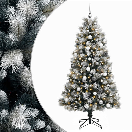 vidaXL Artificial Hinged Christmas Tree with Baubles 210 cm 300 LEDs 2