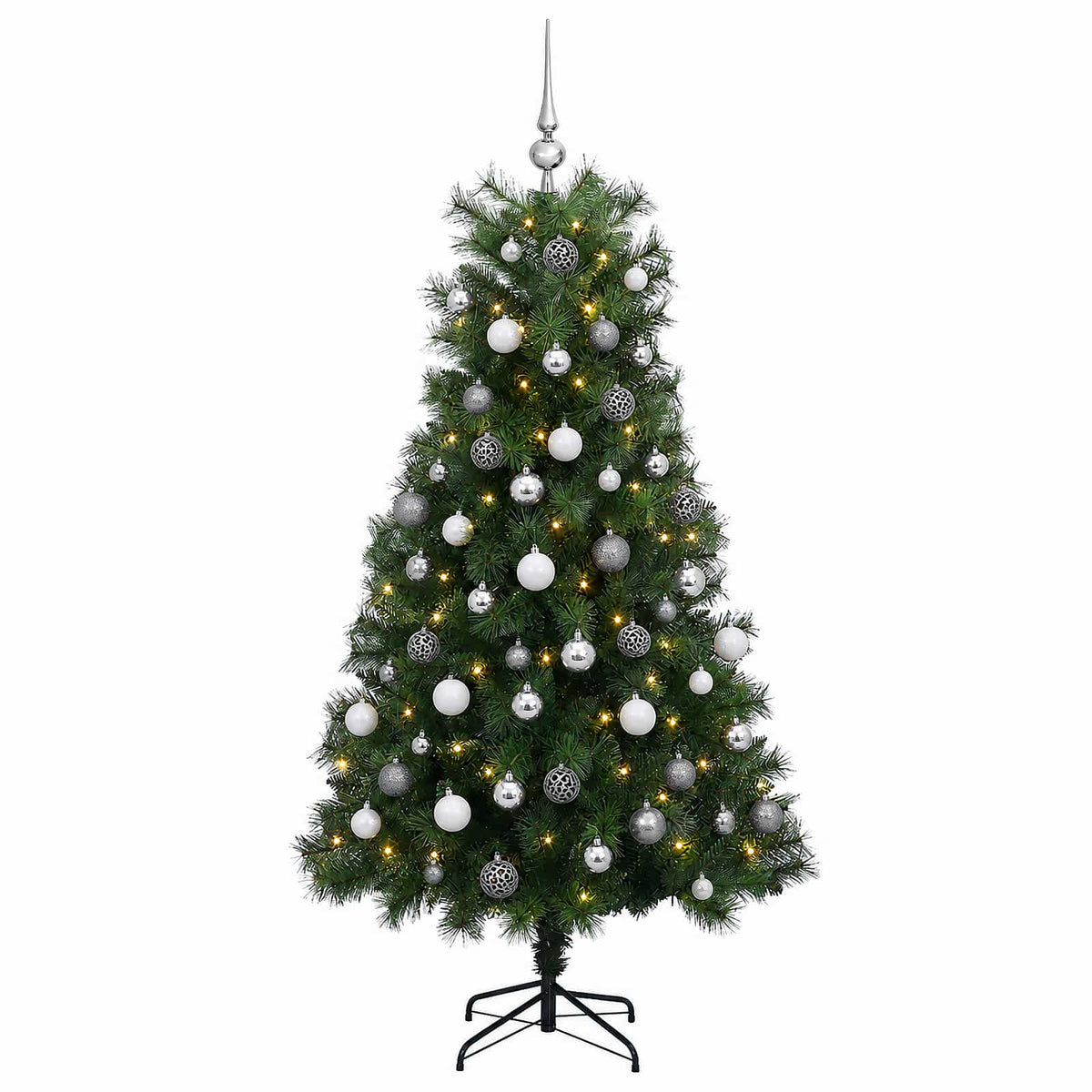 vidaXL Artificial Hinged Christmas Tree with Baubles 210 cm 300 LEDs 4