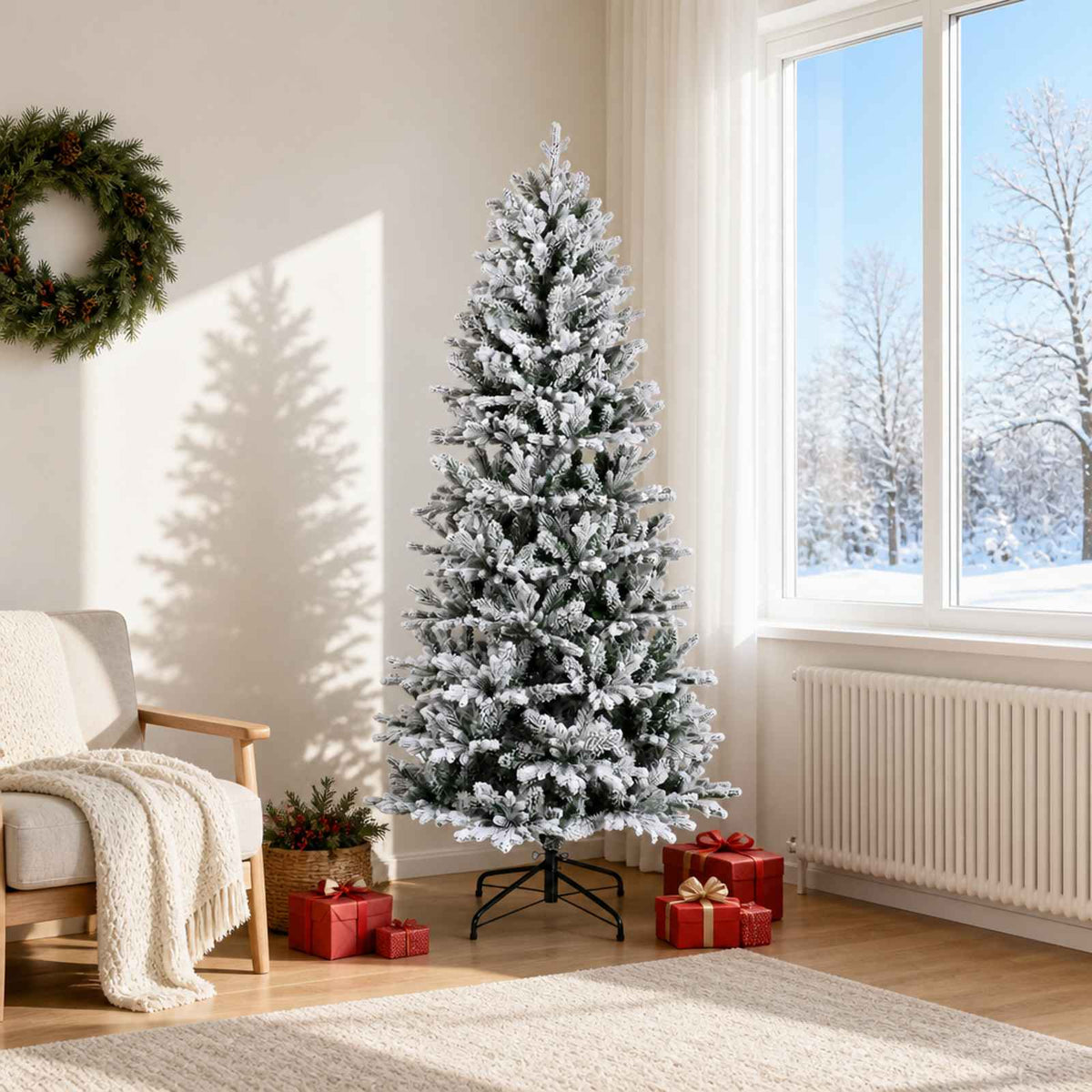 Artificial Christmas Tree with Bauble 300 LEDs Green and White Height 180 cm without LED