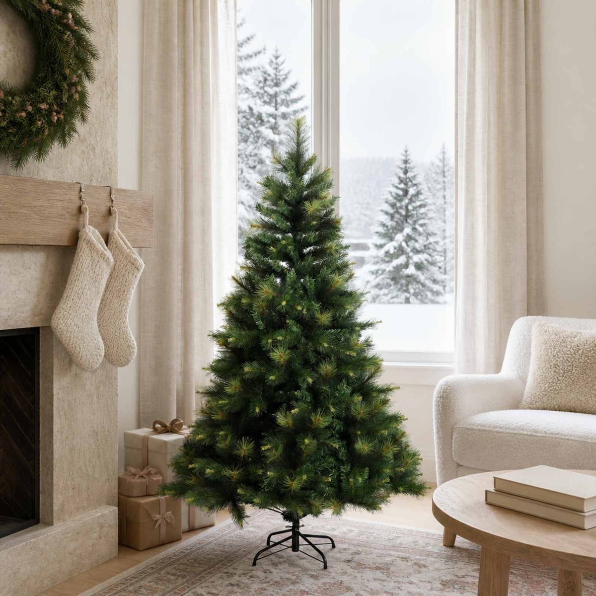 Artificial Christmas Tree with Bauble 150 LEDs Green without LED