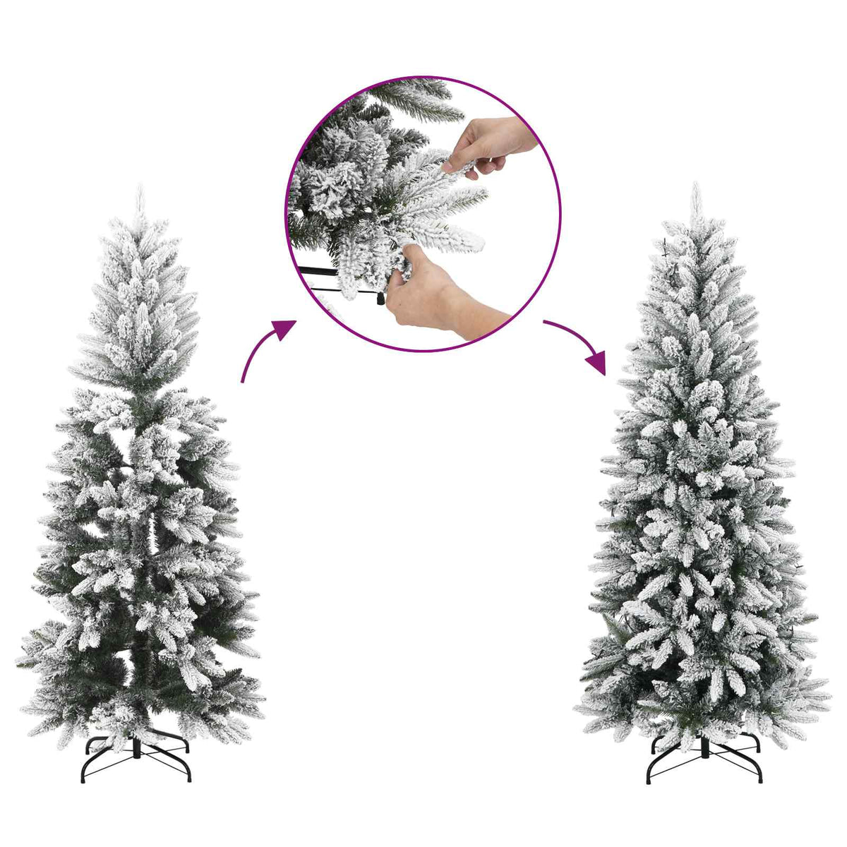 vidaXL Artificial Hinged Christmas Tree 210 cm PVC and Metal 6