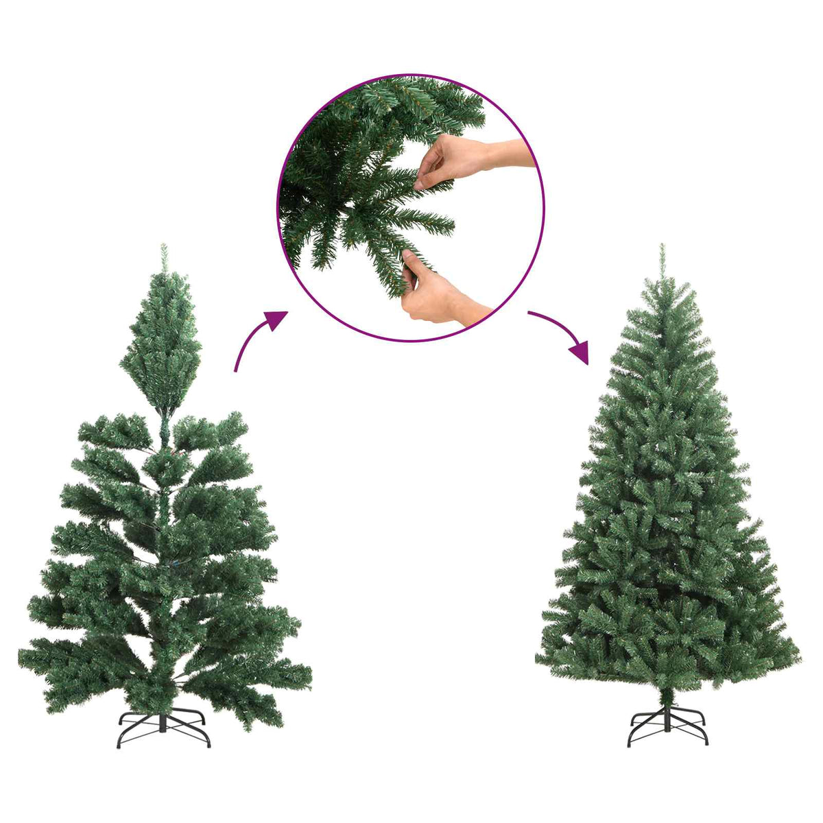 vidaXL Artificial Hinged Christmas Tree 240 cm PVC and Metal Green 6