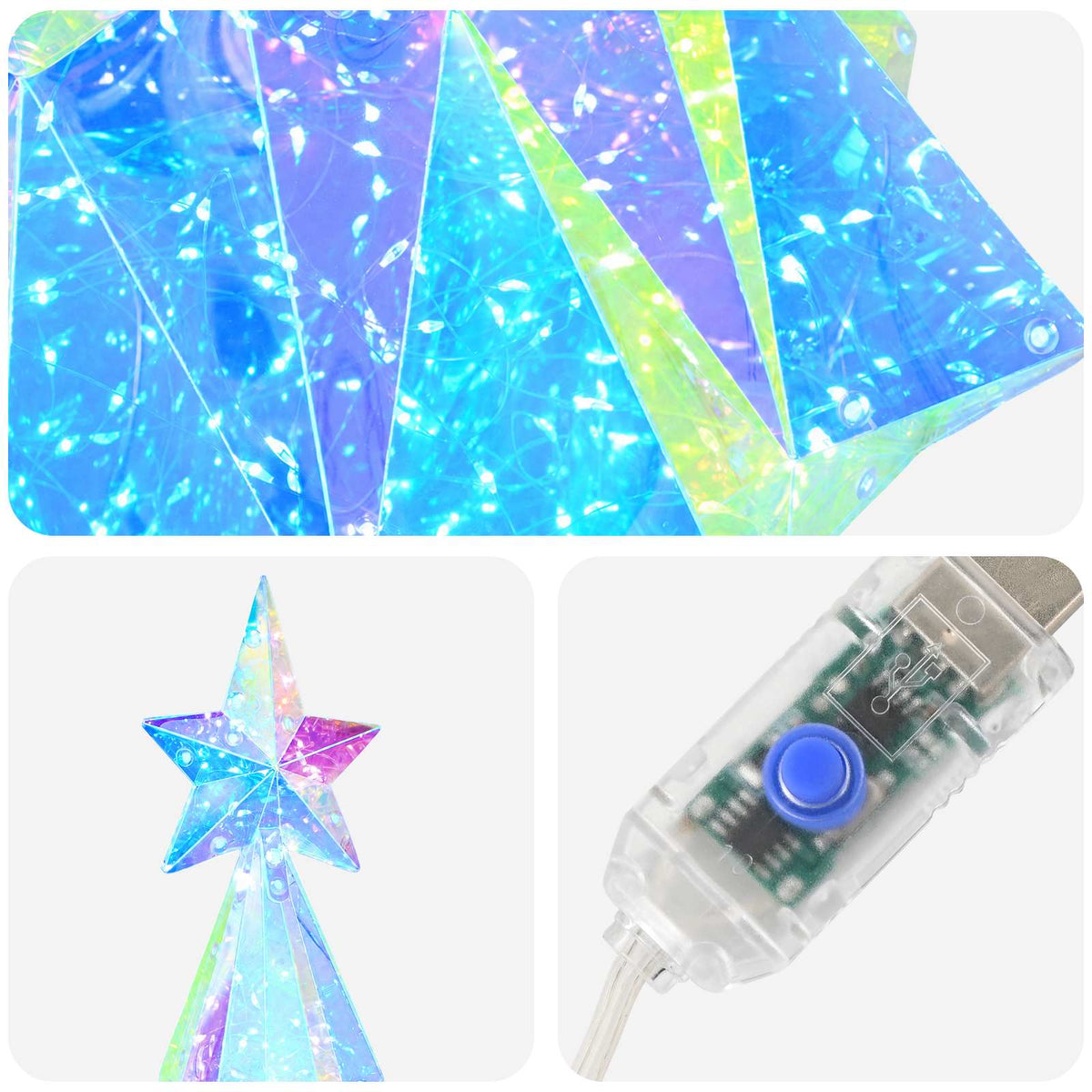 vidaXL Prismatic Iridescent LED Christmas Tree Multicolour 4