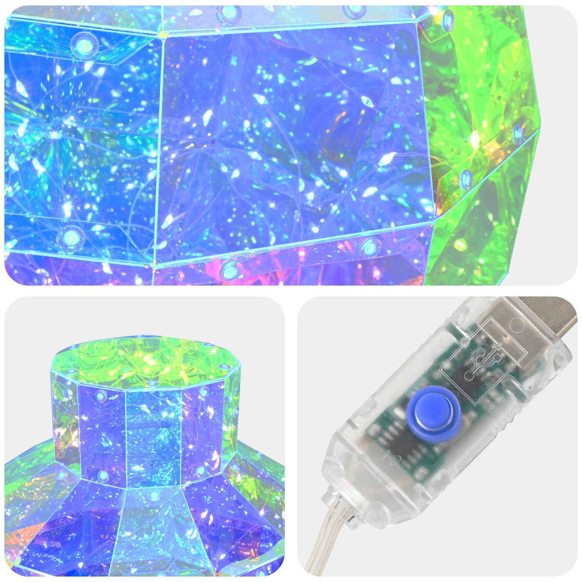 vidaXL Prismatic Iridescent LED Christmas Ball 2 pcs Multicolour 4