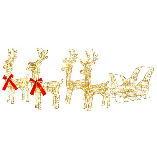 vidaXL Christmas Reindeer with sleigh 5 pcs 240 LEDs Warm White 2