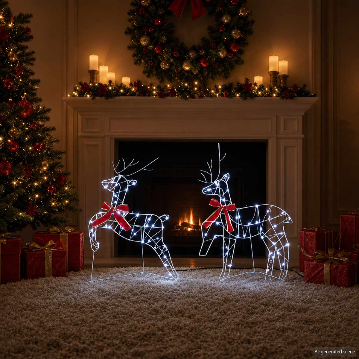 Christmas Reindeer 80 LEDs 43 x 19 x 65 cm Transparent string 6 Cold white
