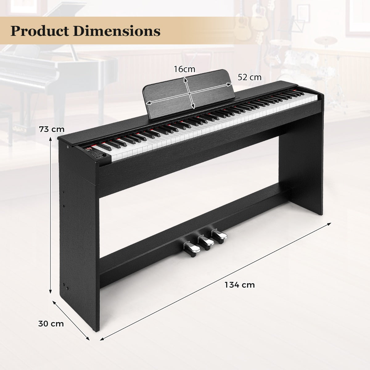 88-Key Hammer Action Weighted Keyboard Upright Digital Piano for Beginners-Black
