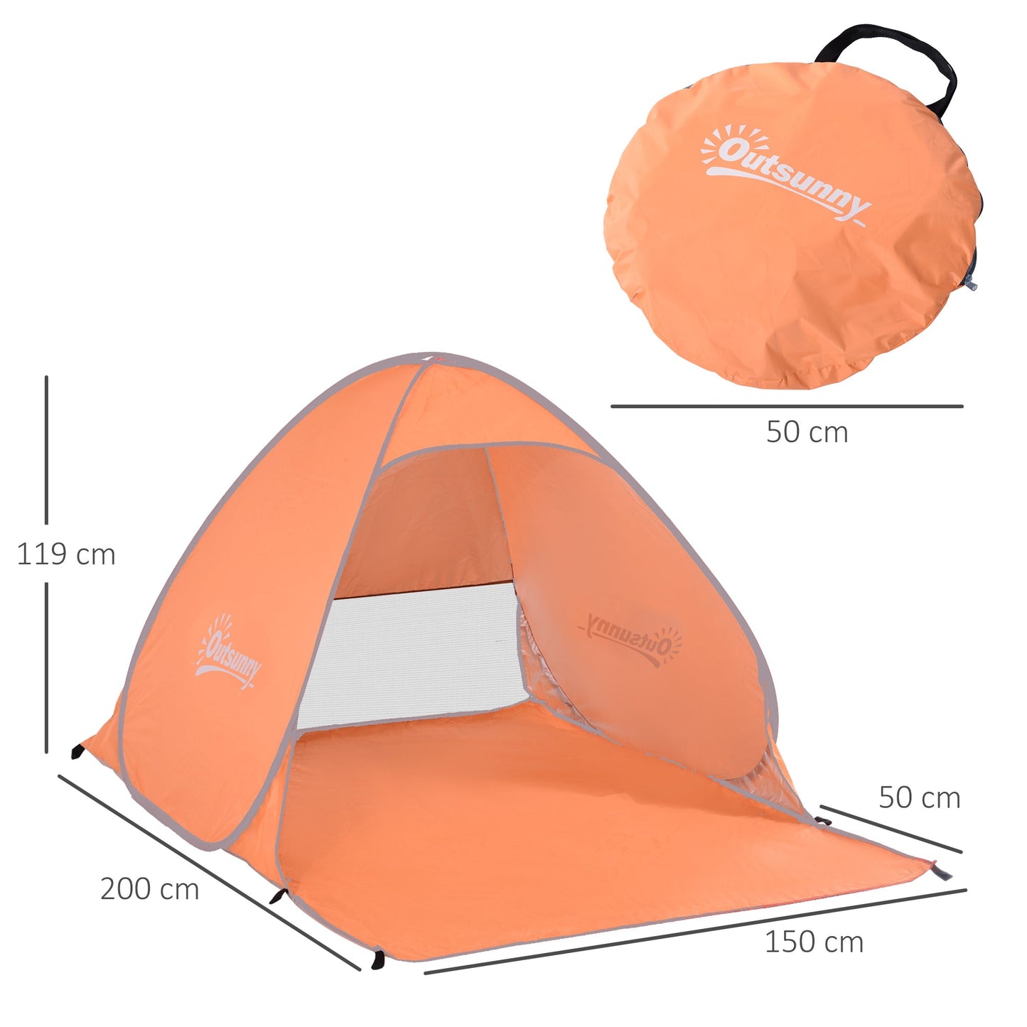 Outsunny 2-osobowy Pop Up UV Shelter Shade-Pomarańczowy