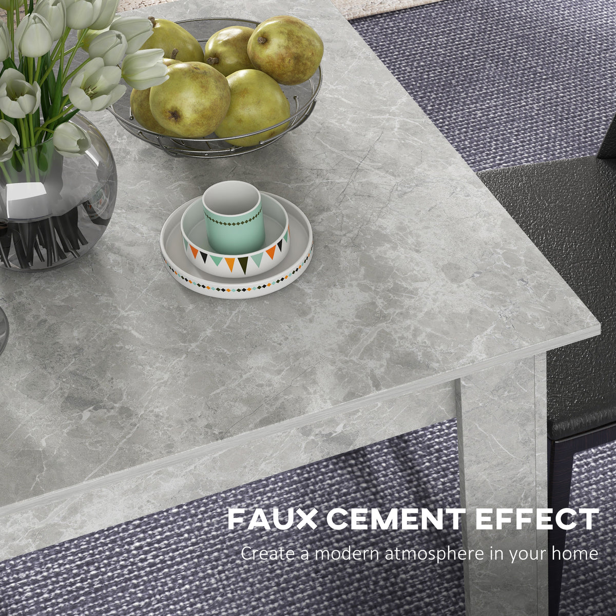 HOMCOM Square Dining Table, Modern Small Dining Table with Faux Cement Effect, Space Saving, Cement Grey
