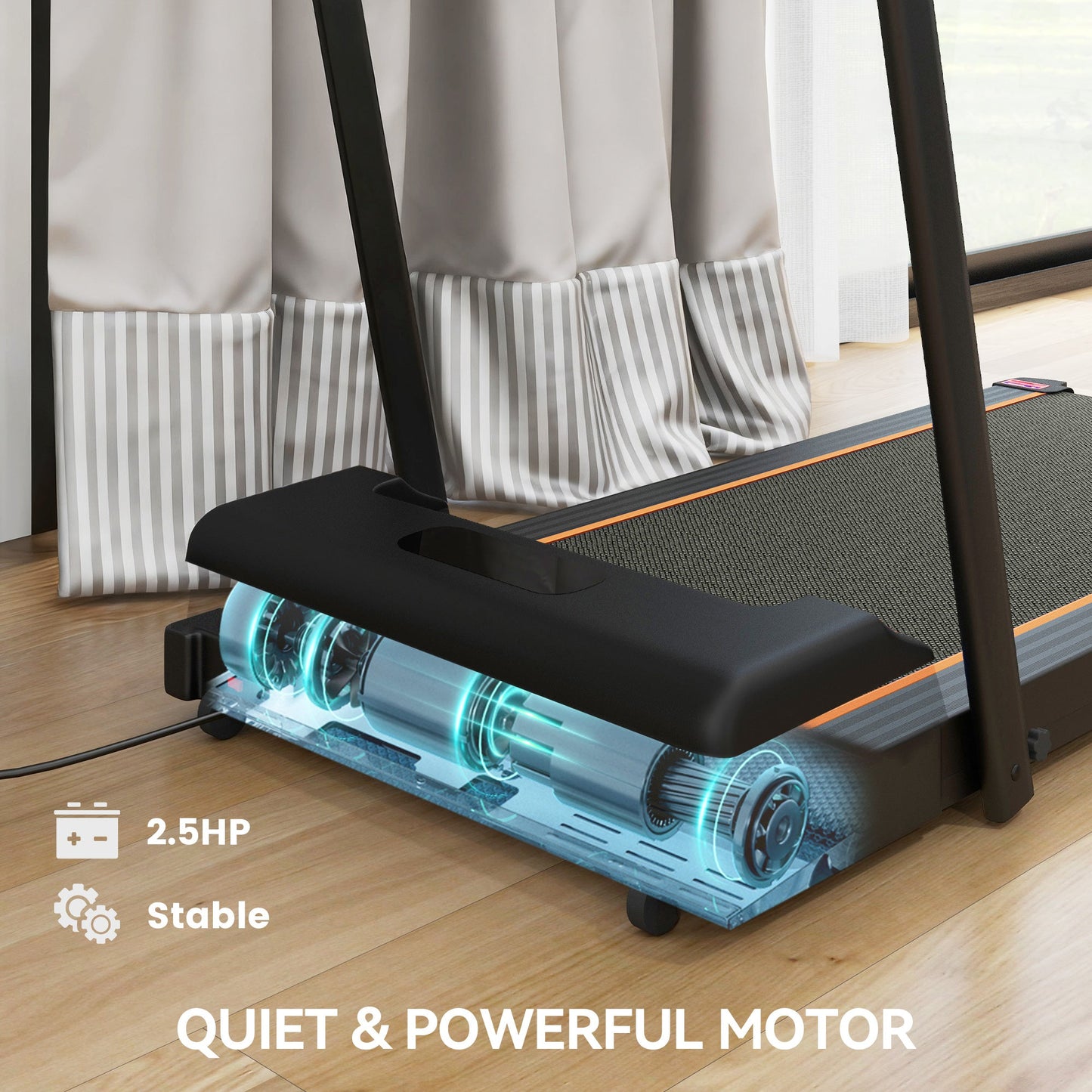 SPORTNOW 2.5HP Walking Pad, 1-6km/h Folding Treadmill with Remote Control and LED Display for Home Gym Office, Orange