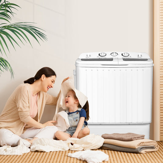 Twin Tub Washing Machine 8kg Total Capacity with Timer Control-Grey