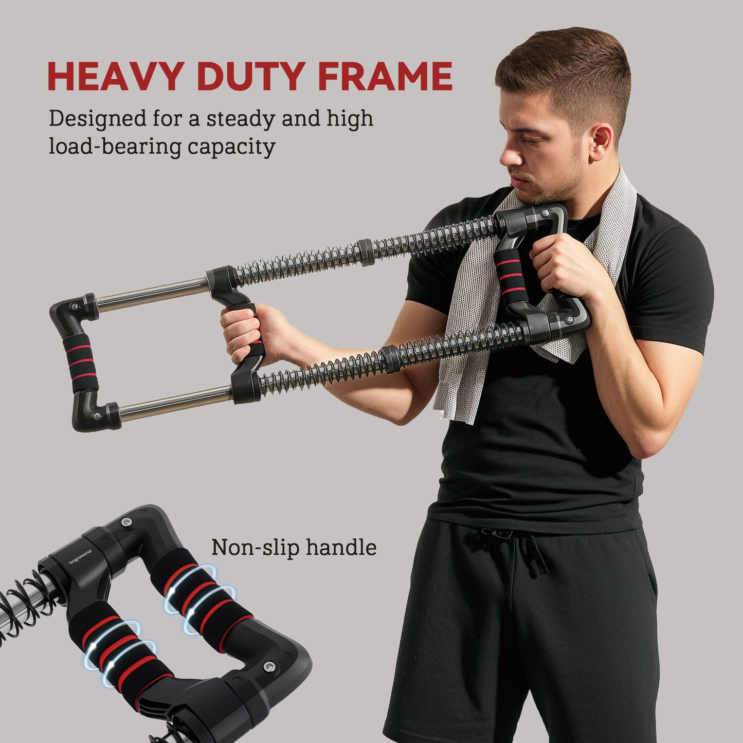SPORTNOW Chest Expander, with 10-80kg Adjustable Resistance, for Home Gym, Office, Travel Workout