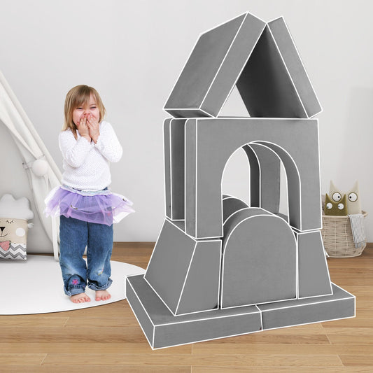 8-Piece Modular Kids Play Couch with Machine-washable Covers-Grey