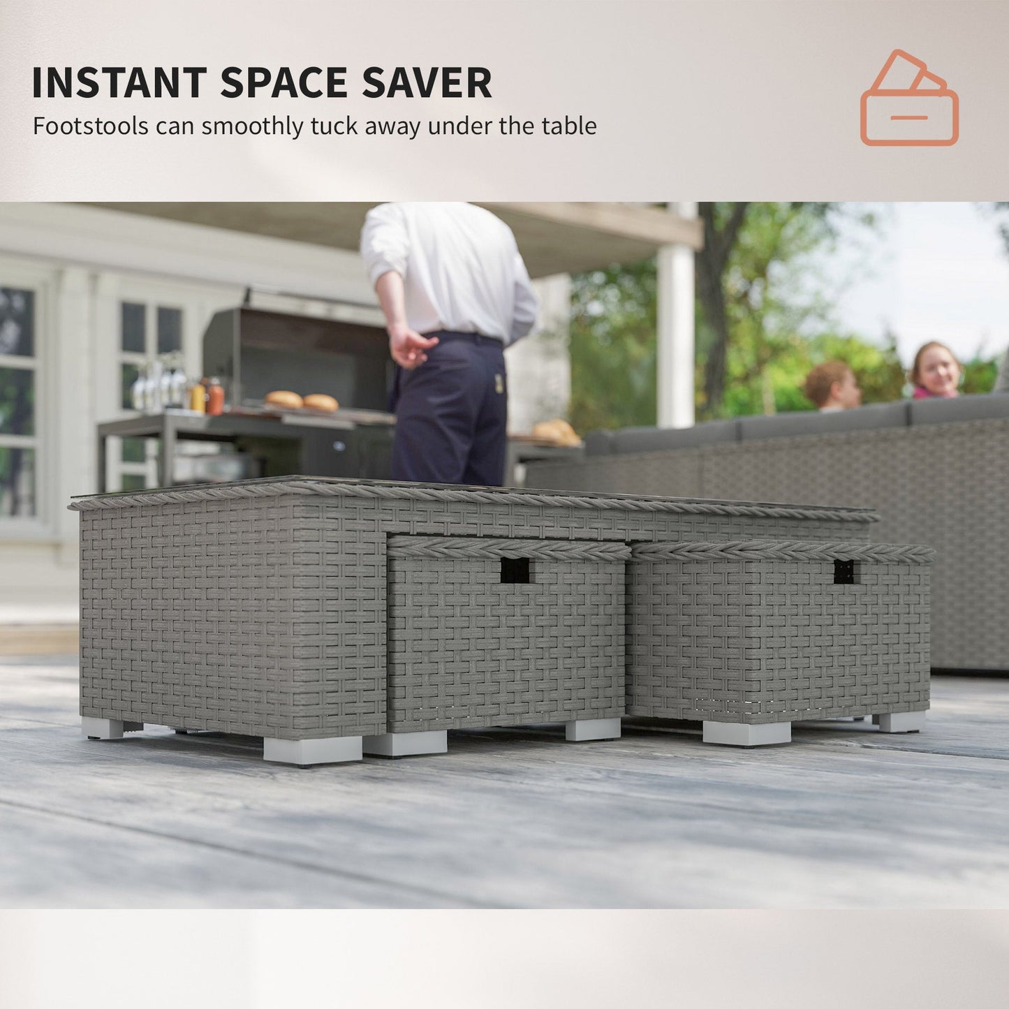 Outsunny 6 Pieces Outdoor PE Rattan Wicker Corner Sofa Set in Grey, image 5