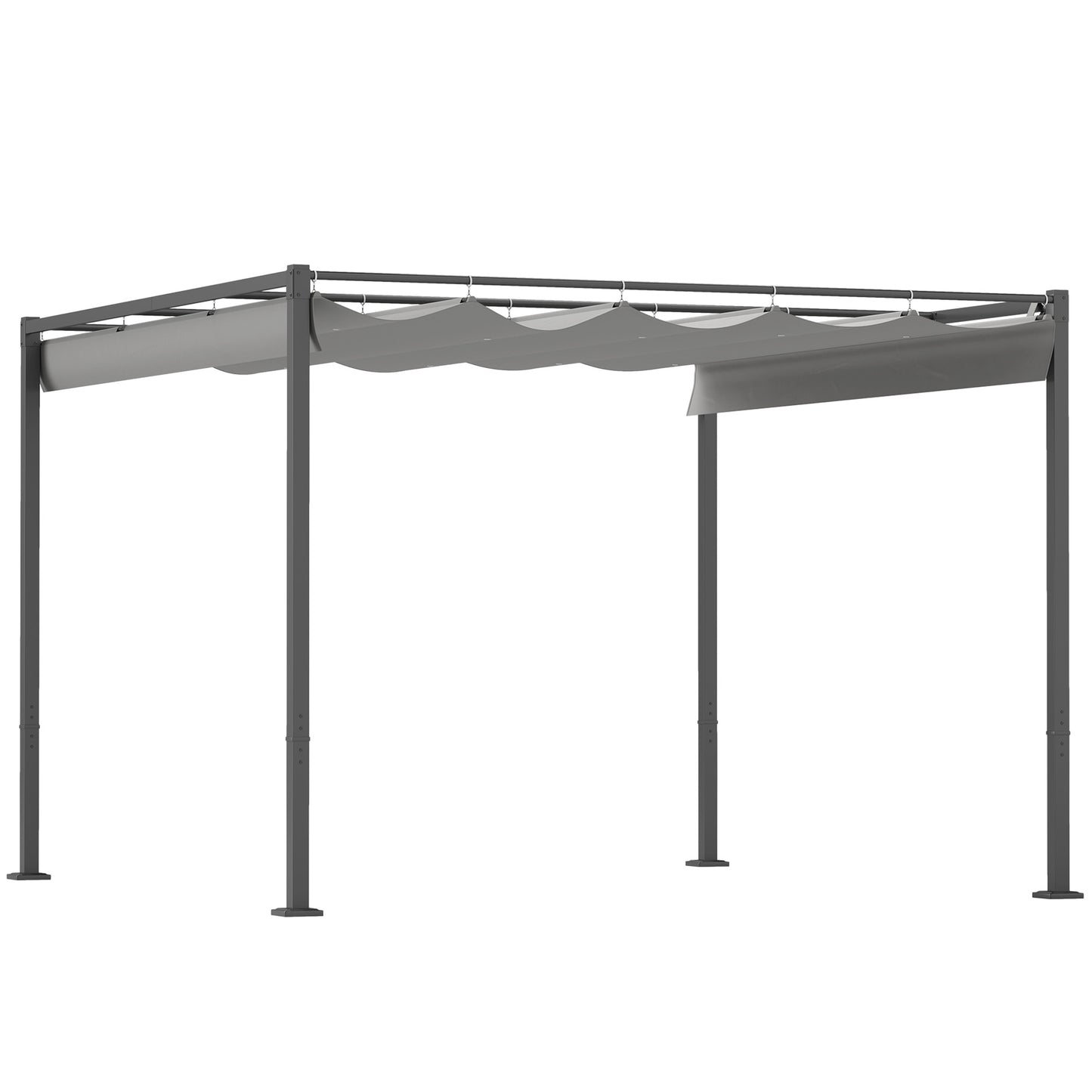 Outsunny 3 x 3(m) Pergola ogrodowa z rozsuwanym dachem i magnetycznym mocowaniem, zestaw pergoli zewnętrznej z baldachimem przeciwsłonecznym, UPF30+, szary