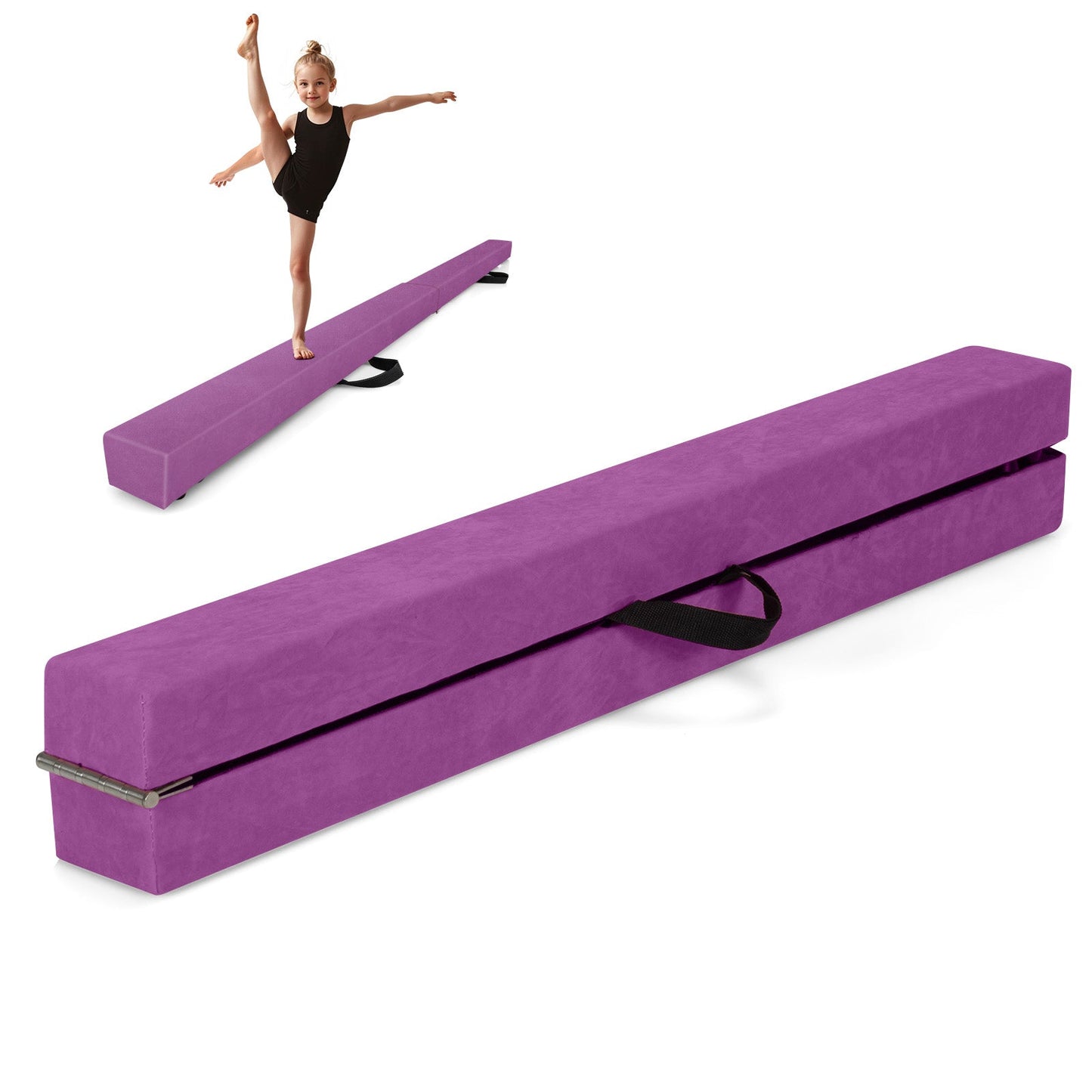 8 FT Folding Gymnastic Beam with Anti-slip Base for Toddler-Purple