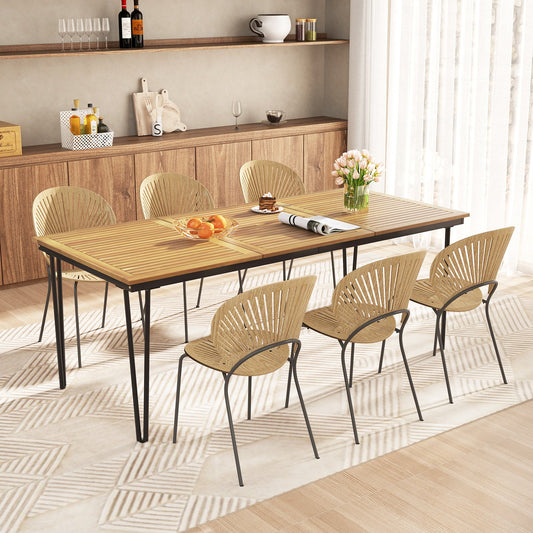 200 x 90cm Outdoor Dining Table with Metal Legs for Garden Poolside