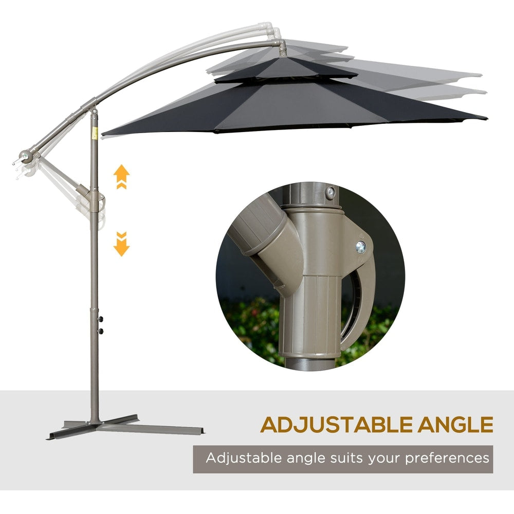 Outsunny 2.7m Banana Parasol Cantilever Umbrella with Crank Handle in Black, image 5