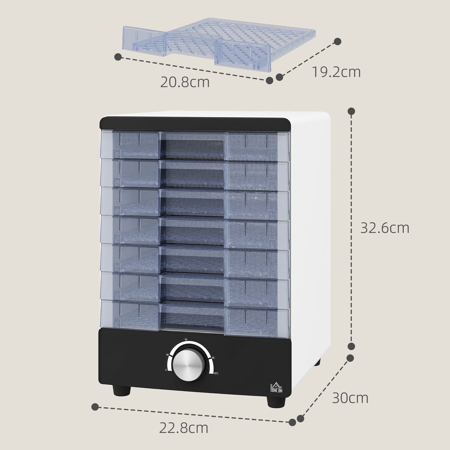 HOMCOM Seven Tray, Food Dehydrator - White