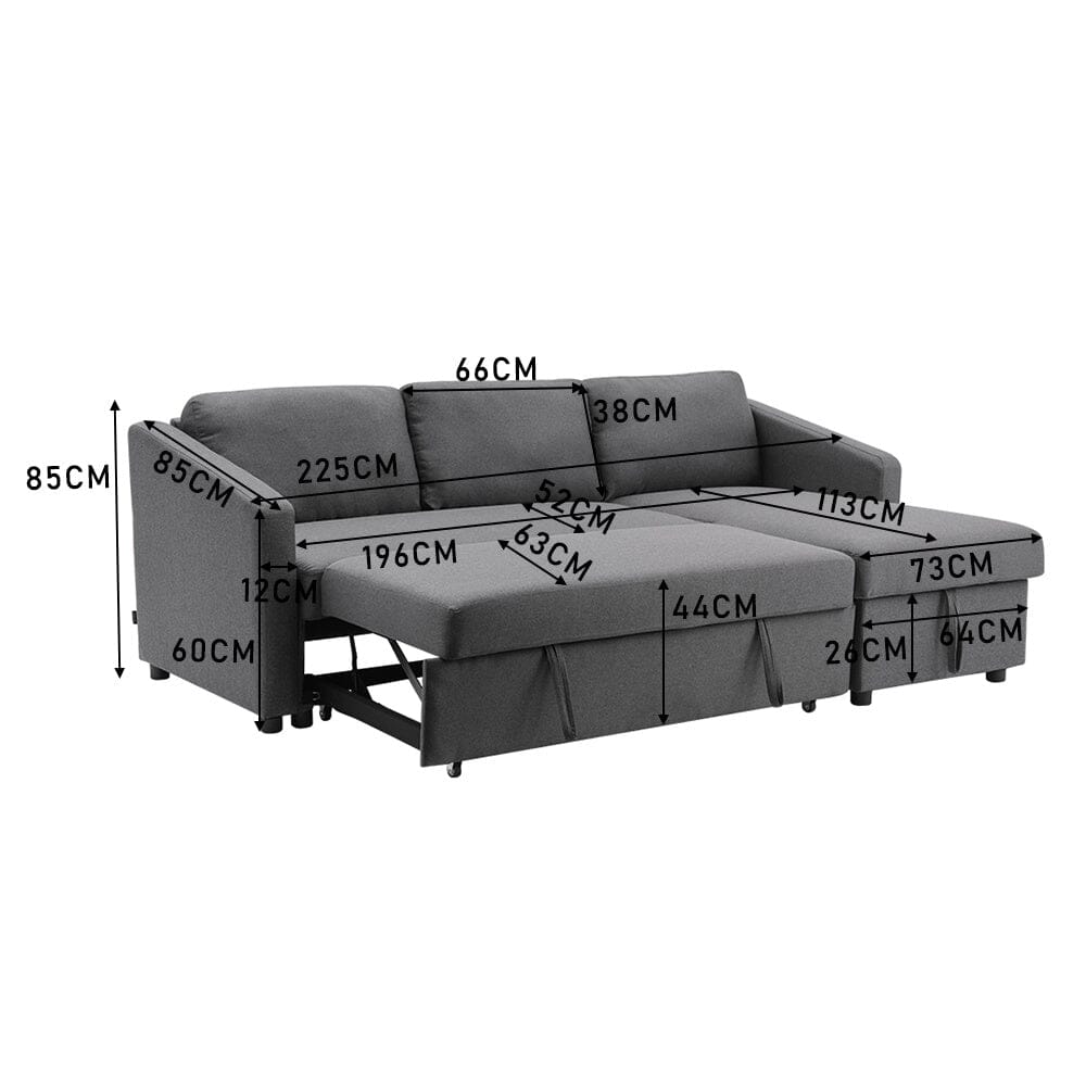 Corner Sofa Bed 3 Seater Sofa with Storage