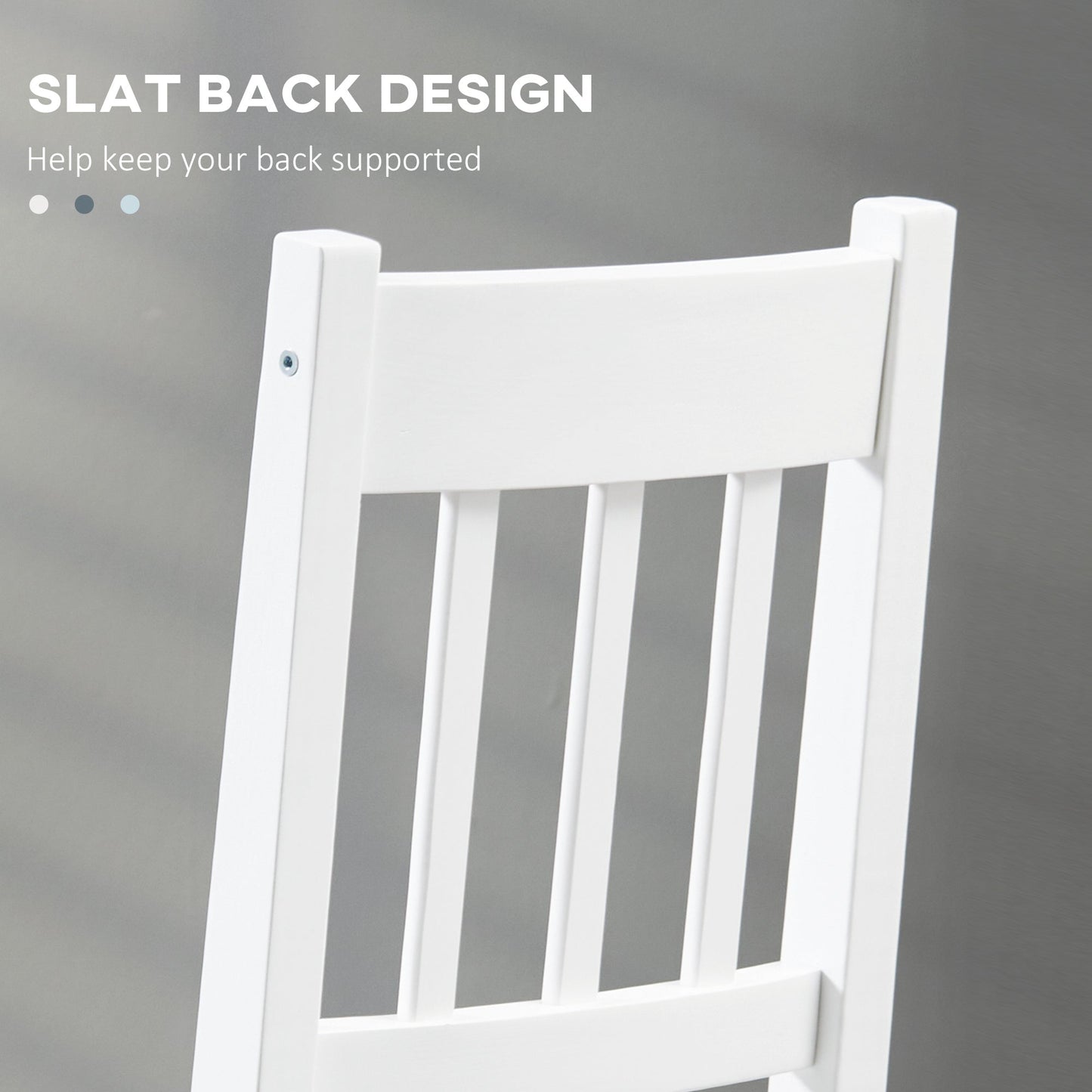 طقم كراسي طعام من هومكوم مكون من 4 قطع، كرسي مطبخ بظهر مائل، هيكل من خشب الصنوبر لغرفة المعيشة وغرفة الطعام، أبيض