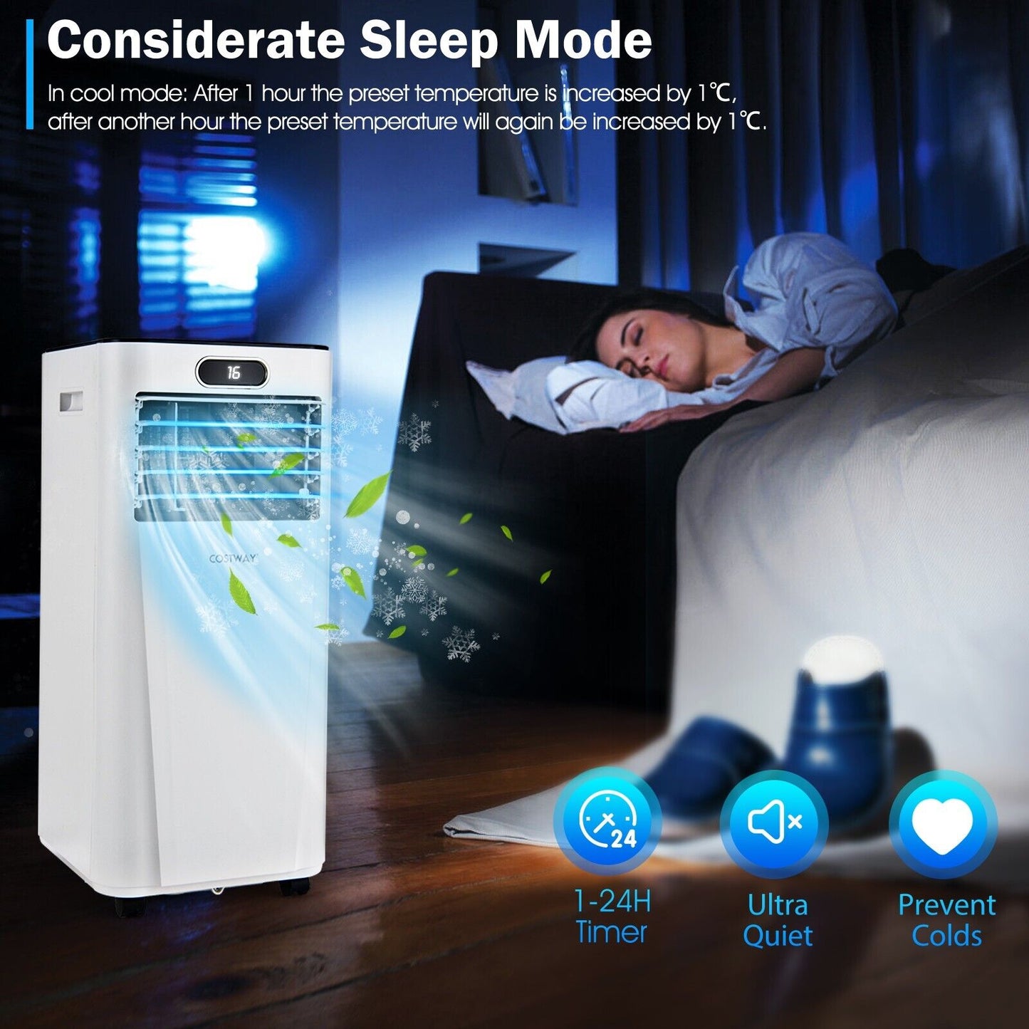9000 BTU Portable Air Conditioner with 24H Timer