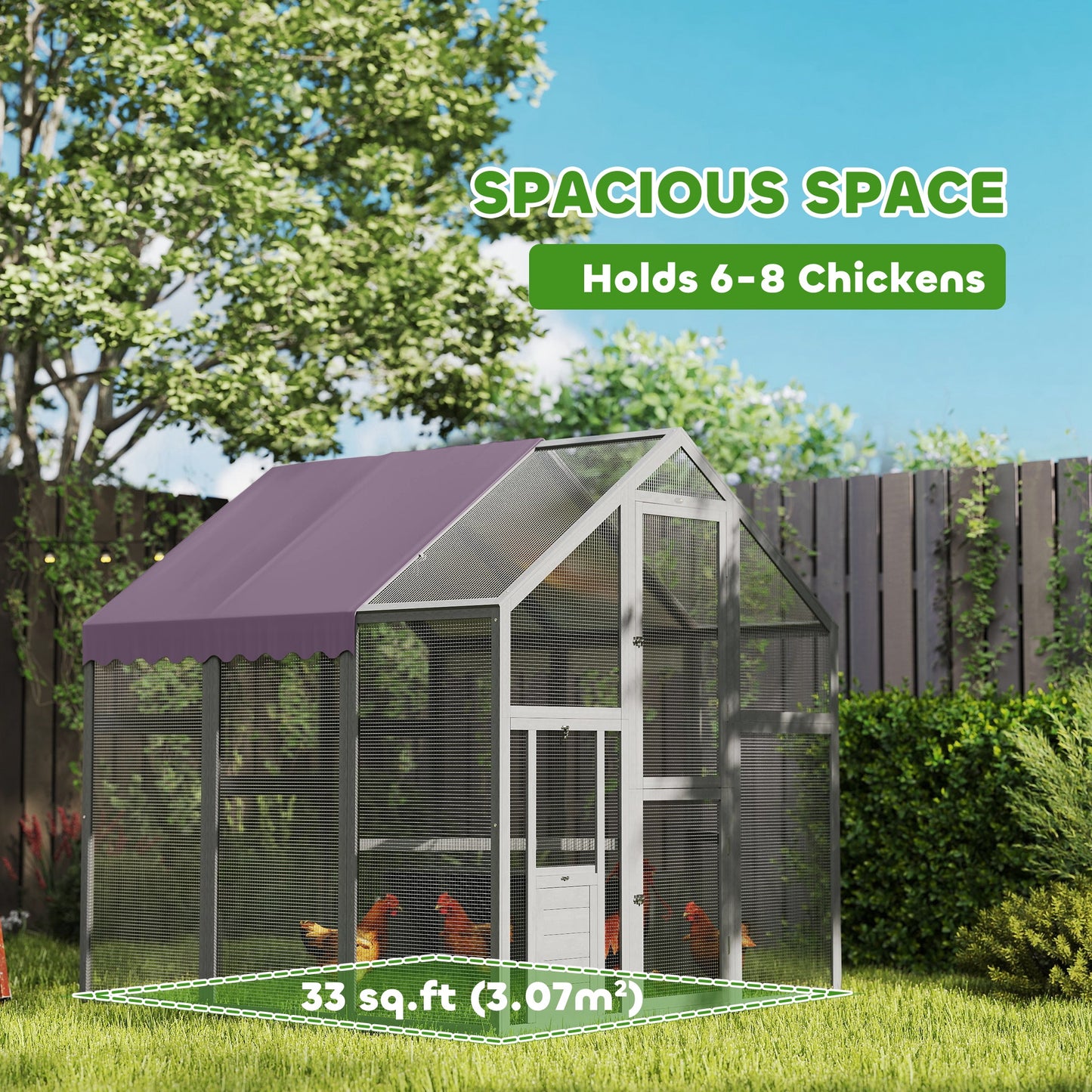 PawHut Large Walk In Chicken Run with Waterproof & Anti-UV Cover, for 6-8 Chickens, for Garden, Farm, 5.5' x 6' x 6'