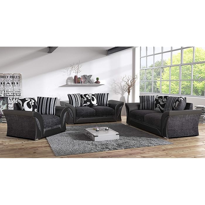 مسند قدم من قماش فيرول - أسود/رمادي