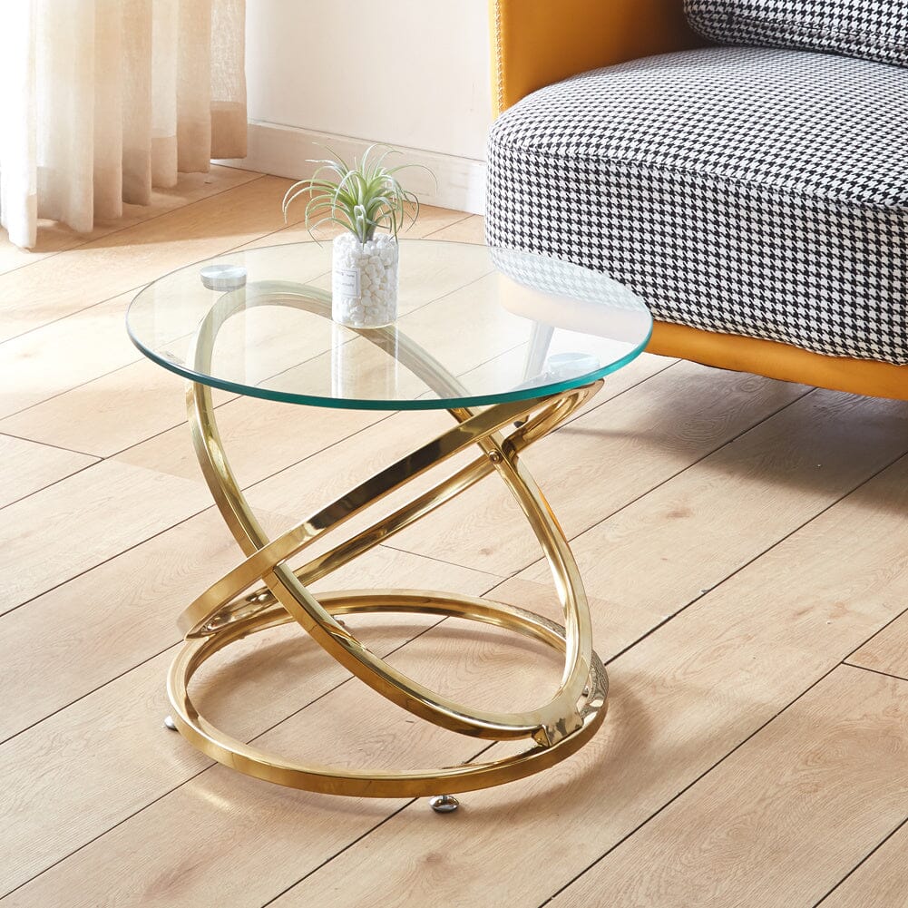 Tempered Glass Top Round Coffee Table for Living Room