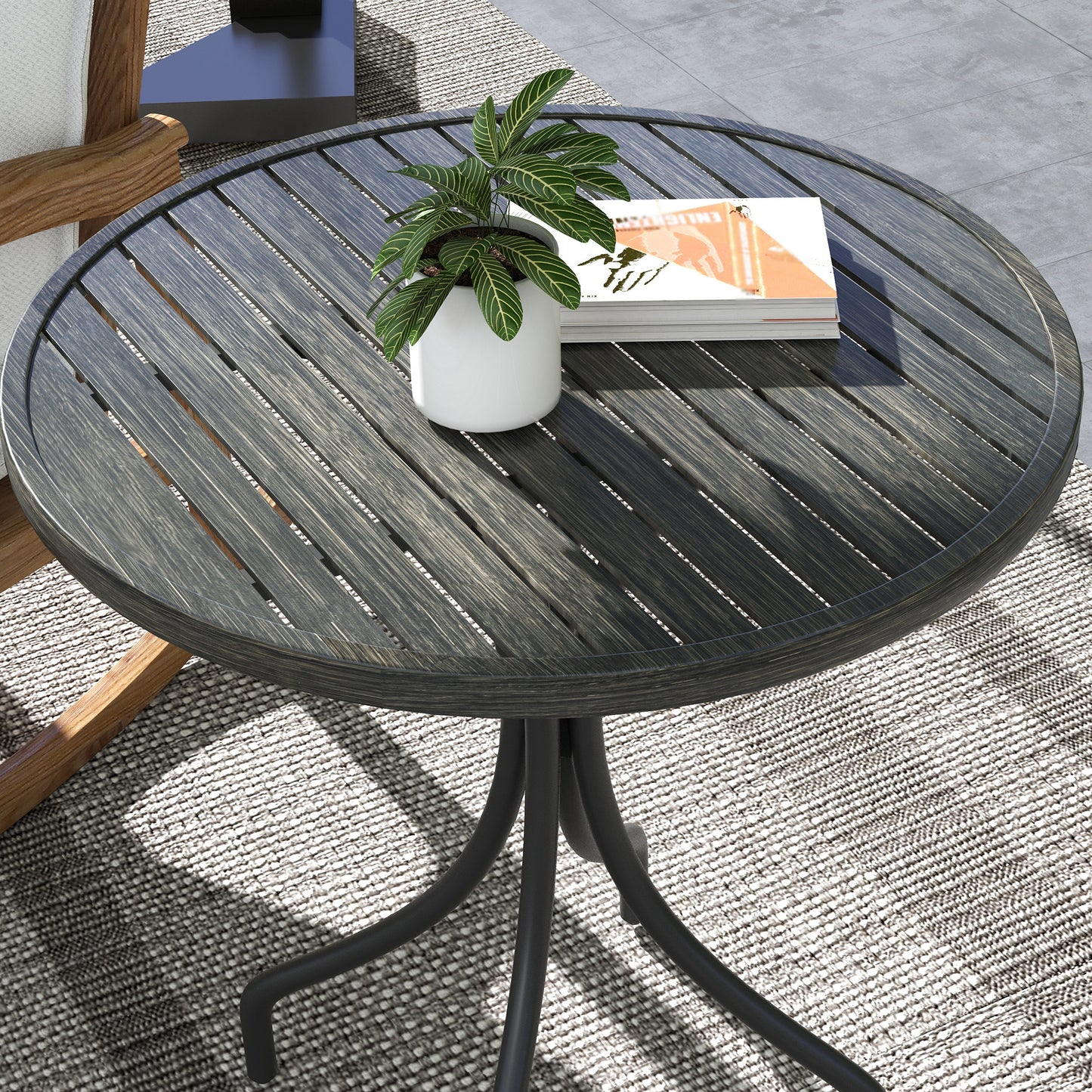 Outsunny â66cm Galvanised Steel Garden Table - Grey