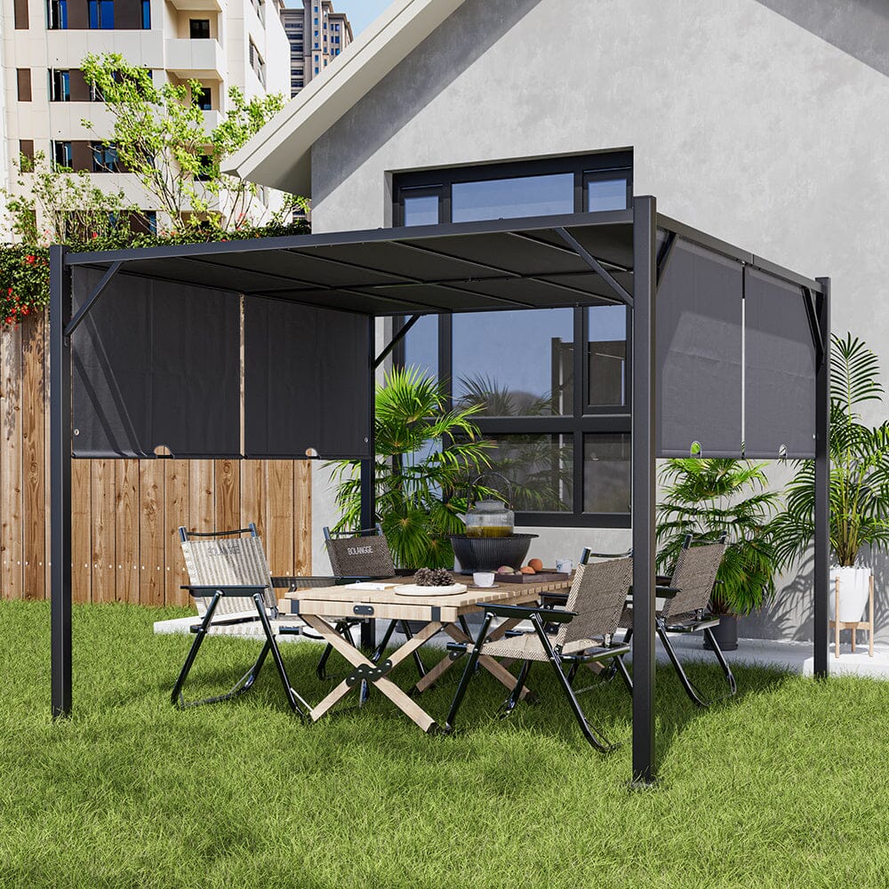 Luxury Outdoor Steel Pergola with Retractable Canopy