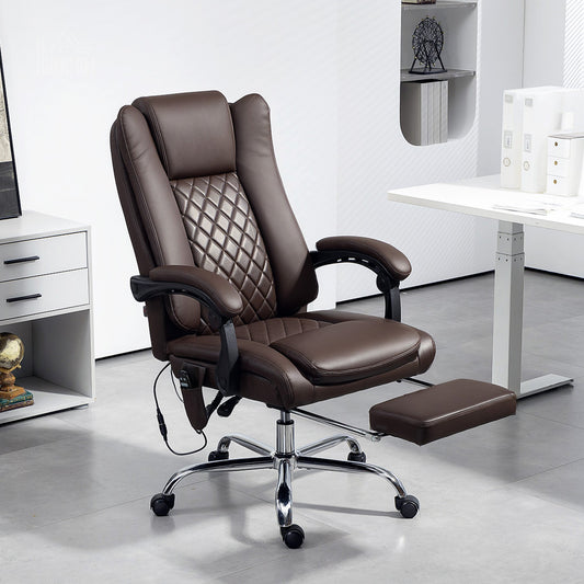 HOMCOM Executive Office Chair with 6-point Massage and Heat - Dark Brown