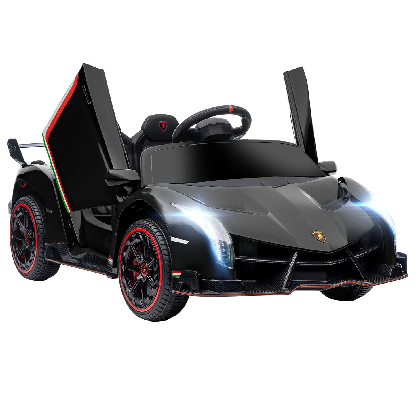 HOMCOM Lamborghini Veneno Licencjonowany elektryczny samochód do jazdy, z pilotem, muzyką, klaksonem - czarny