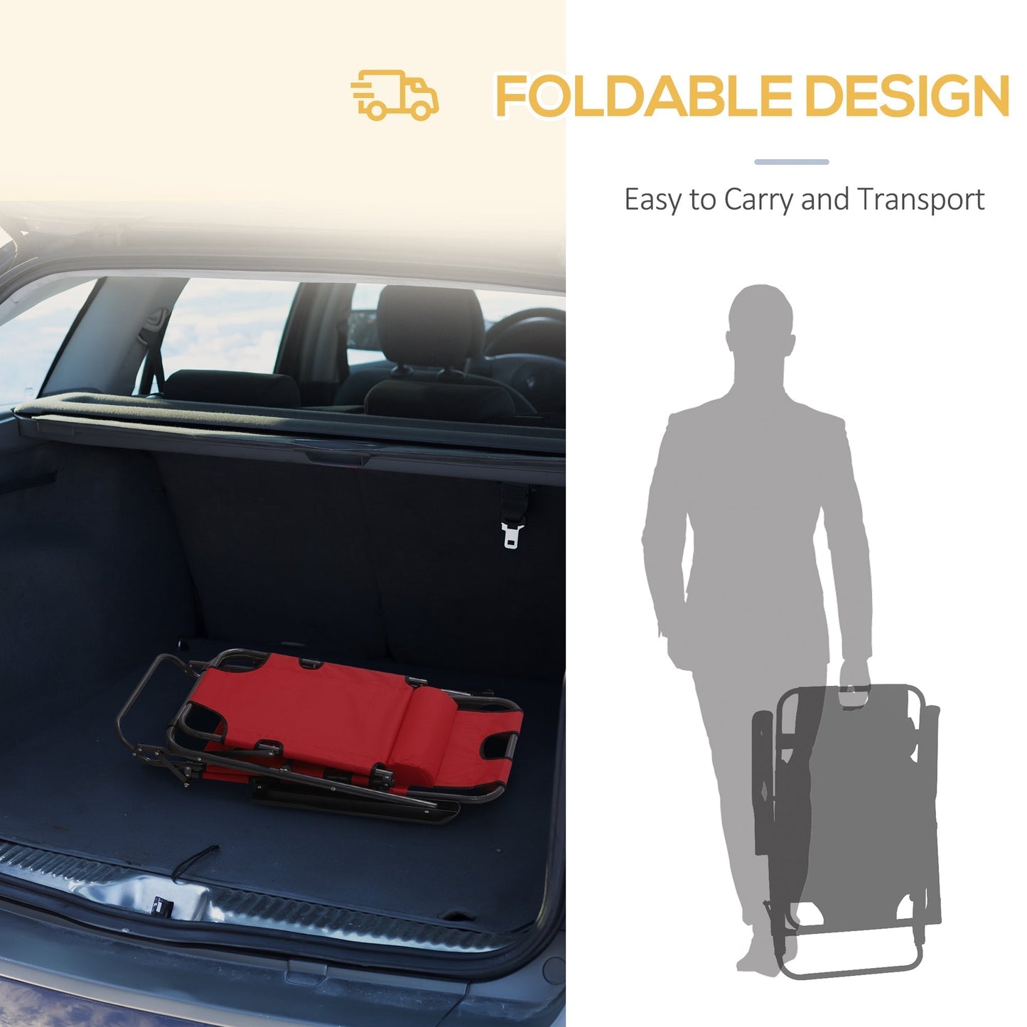 Outsunny 2 in 1 Folding Sun Lounger Reclining Garden Chair Set of 2 with 2-Level Adjustable Backrest, Outdoor Zero Gravity Recliner Garden Chairs with Head Pillow and Armrests, Red