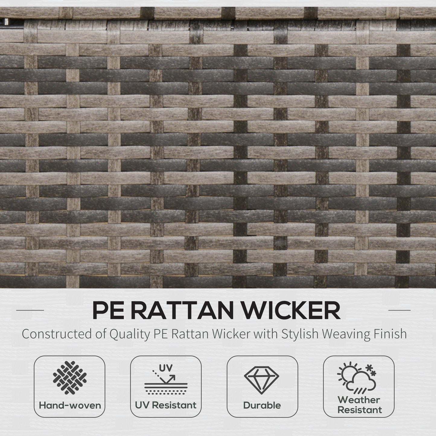 Zestaw wypoczynkowy Outsunny Patio 8 Seater Wicker Sofa, sofa ogrodowa ze stołem i poduszkami, kolor szary