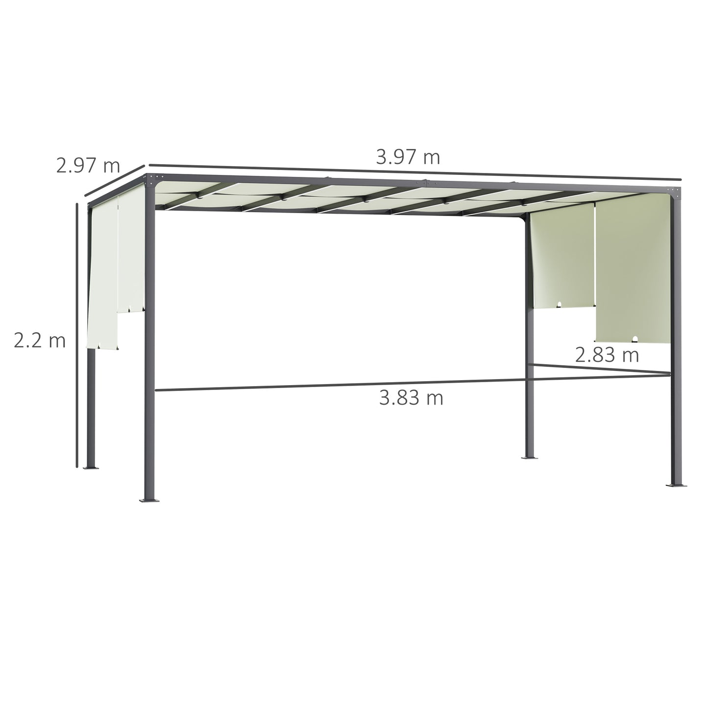 Outsunny 3 x 4m Pergola ogrodowa zewnętrzna - kremowo-biała