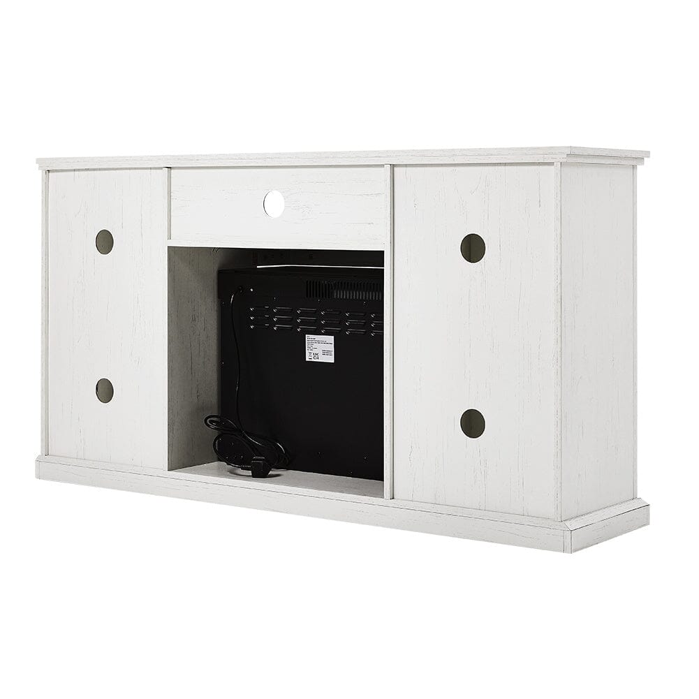 Smallbee 3-Sided Fireplace TV Stand Wood With Glass Door Storage