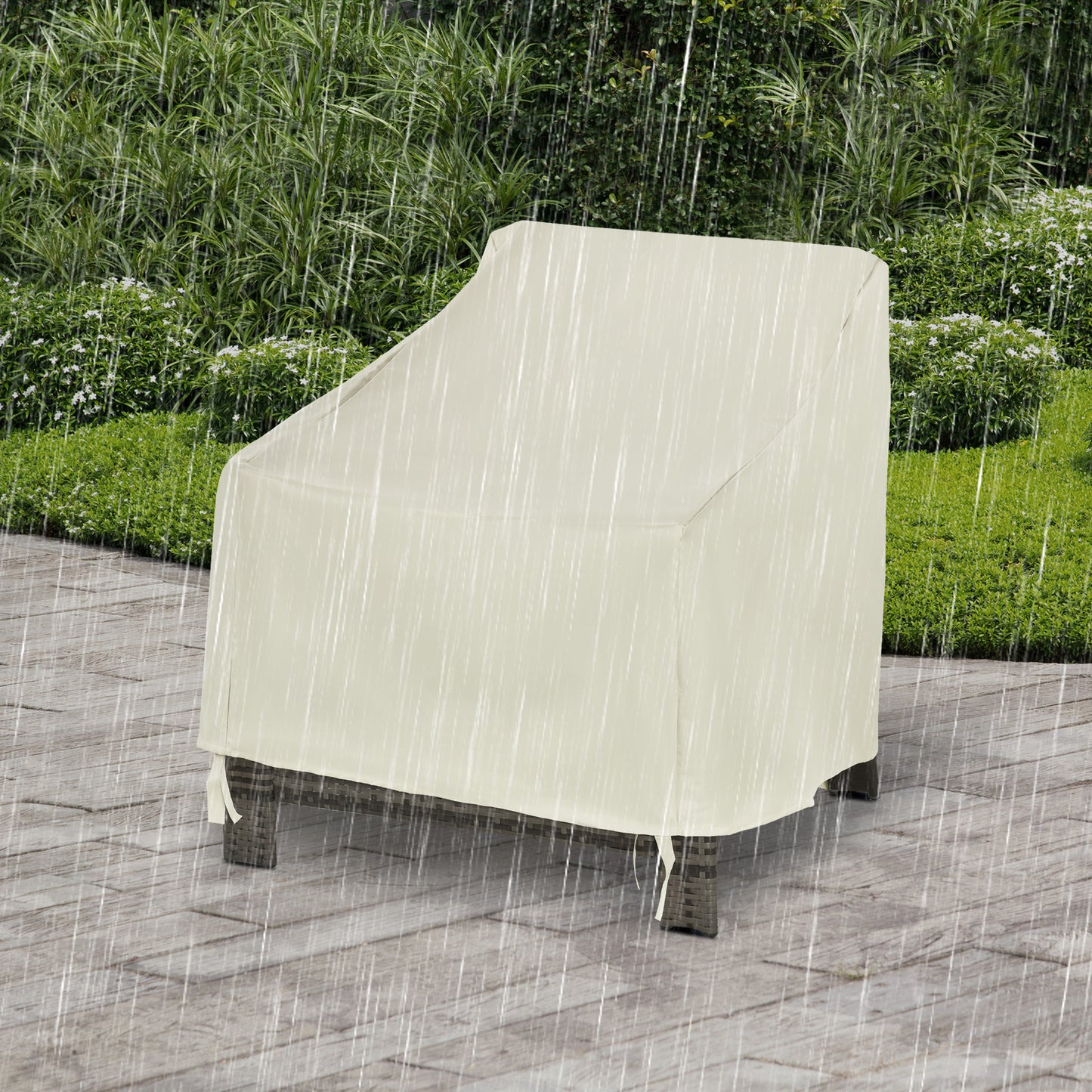 Outsunny 600D Oxford Cloth Pokrowiec na meble Pojedyncze krzesło Ogrodowe Patio Zewnętrzne Ochraniacz Wodoodporny 68x87x44-77cm