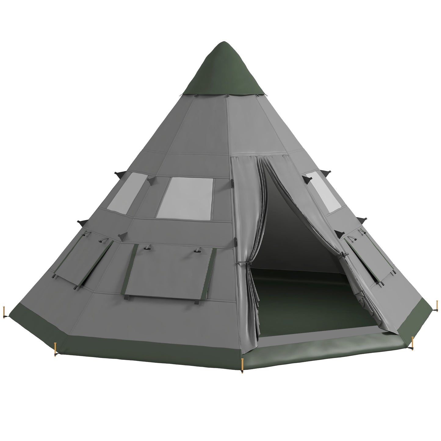 Outsunny 6 Men Tipi Tent z torbą transportową - szary