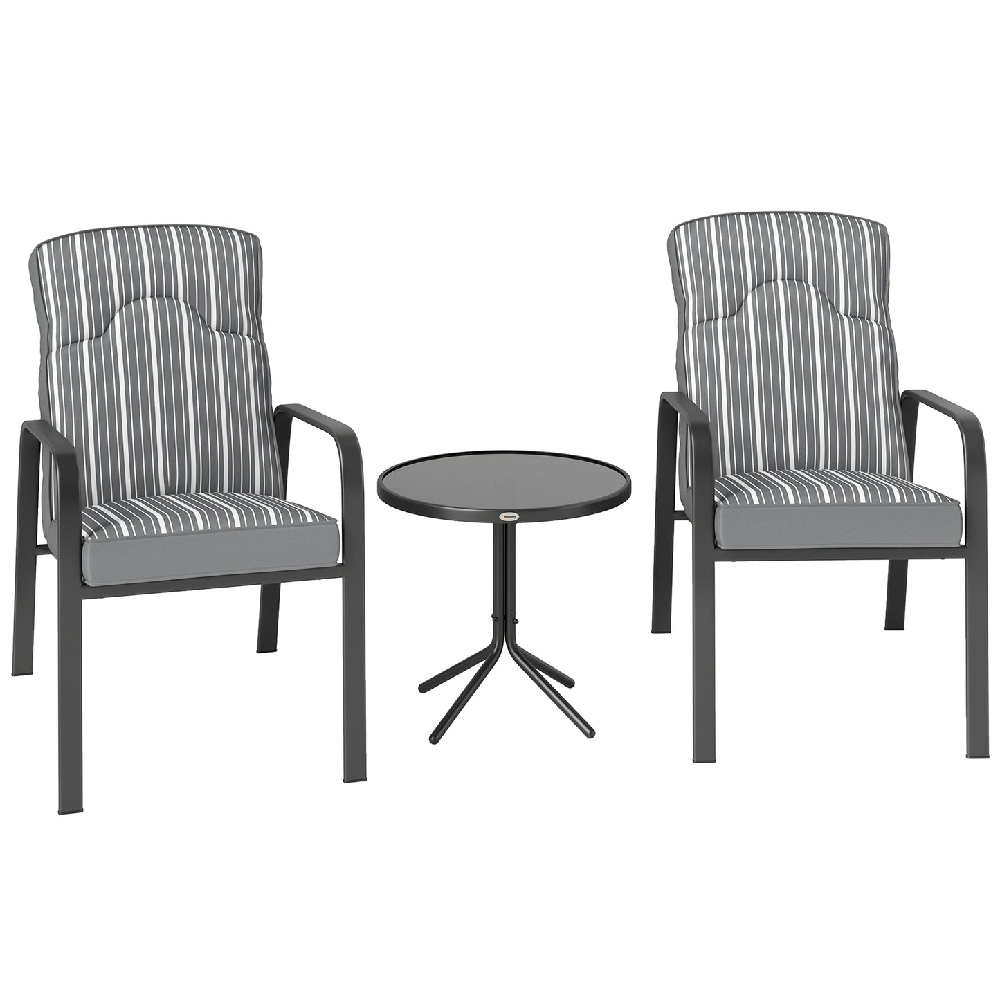 Outsunny Three-Piece Reclining Chair Set - Grey