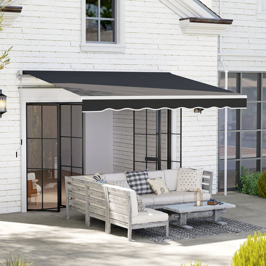 Outsunny Garden Retractable Awning - Black