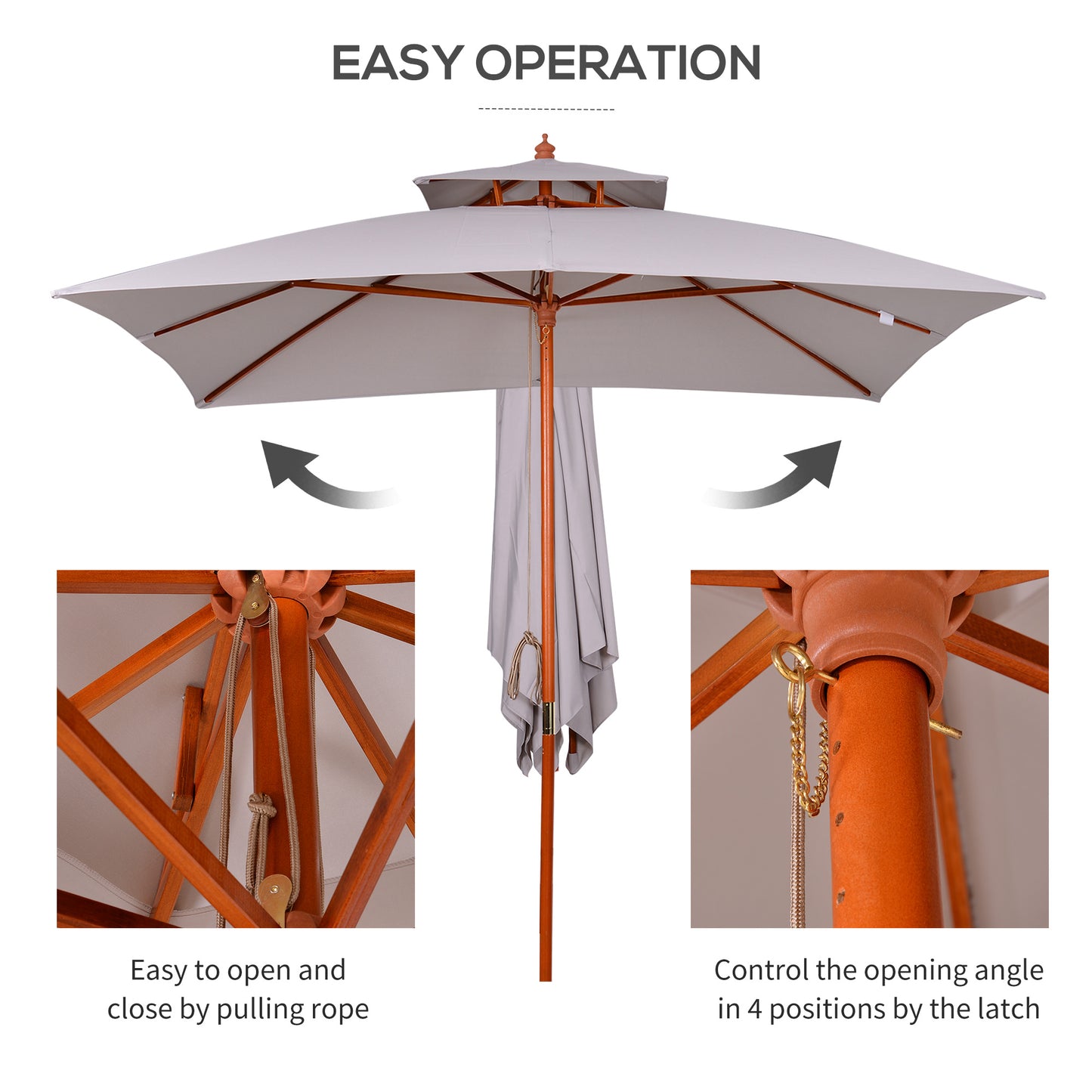 Outsunny 3 x 3 (m) Parasol ogrodowy, duży parasol, baldachim przeciwsłoneczny na zewnątrz z podwójnym poziomem, szary